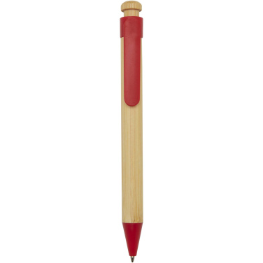 Logo trade business gifts image of: Rattan bamboo and recycled plastic ballpoint pen (black ink)