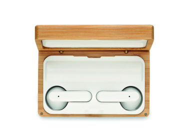Logo trade corporate gift photo of: TWS earbuds in bamboo case