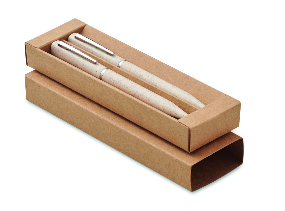 Logotrade promotional gift image of: Wheat straw/ABS twist pen set