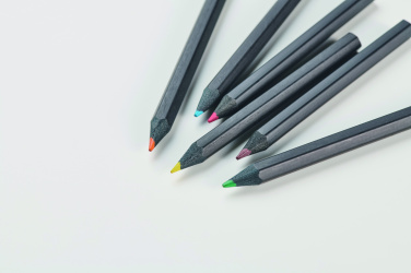 Logo trade promotional merchandise picture of: 6 black colouring pencils