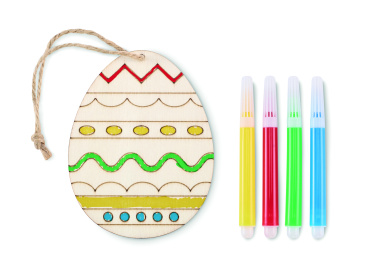 Logo trade promotional gifts picture of: Wooden egg painting set