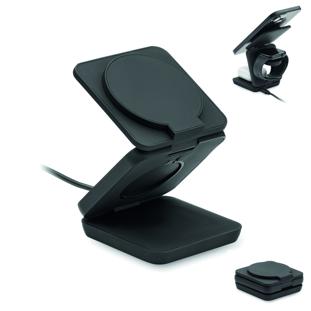 Logo trade business gifts image of: 3in1 foldable charging station