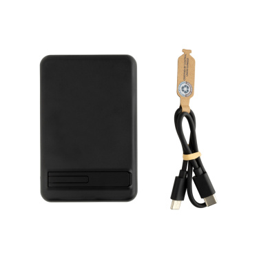 Logo trade corporate gifts picture of: Zen RCS rplastic 5000 mah 5W magnetic bamboo powerbank