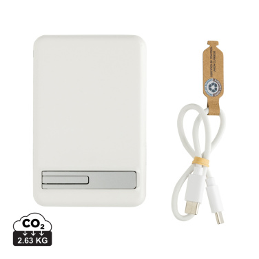Logo trade corporate gifts image of: Zen RCS rplastic 5000 mah 5W magnetic bamboo powerbank