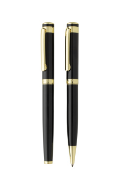 Logo trade promotional giveaway photo of: Swiss Peak Luca RCS recycled brass deluxe pen set