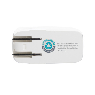 Logotrade promotional item image of: TravelCharge Pro RCS rplastic travel charger with USB C
