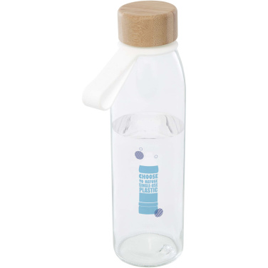 Logo trade promotional merchandise picture of: Porto 500 ml glass water bottle with silicone handle and bamboo lid