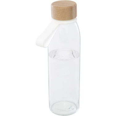Logo trade business gifts image of: Porto 500 ml glass water bottle with silicone handle and bamboo lid