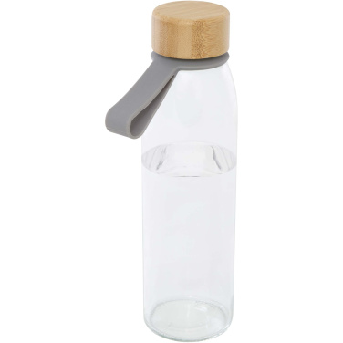 Logo trade business gifts image of: Porto 500 ml glass water bottle with silicone handle and bamboo lid