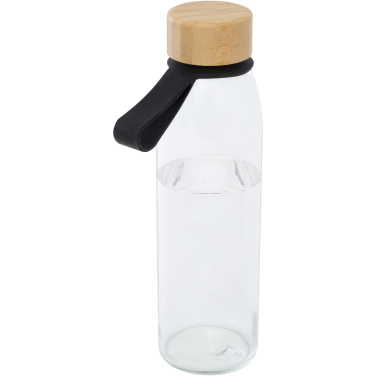 Logotrade corporate gift picture of: Porto 500 ml glass water bottle with silicone handle and bamboo lid