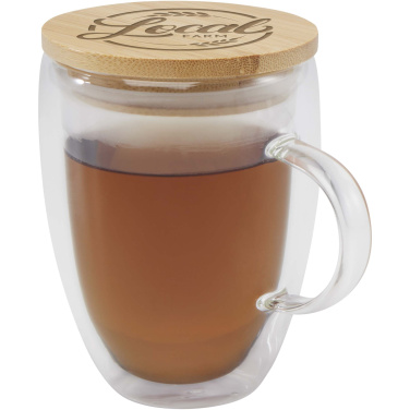 Logotrade advertising products photo of: Leona 350 ml glass cup with bamboo lid