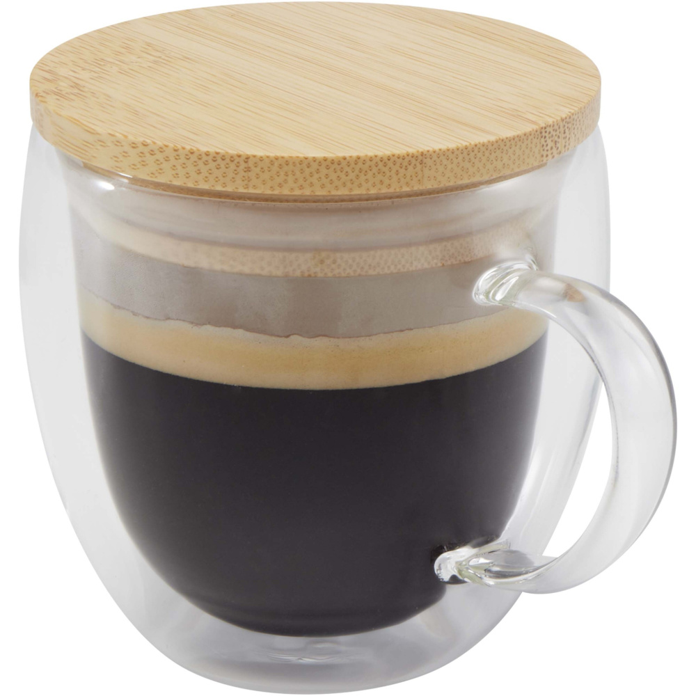 Logo trade promotional gifts image of: Lenora 250 ml glass cup with bamboo lid