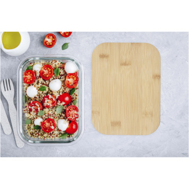 Logo trade promotional items image of: Roby glass lunch box with bamboo lid