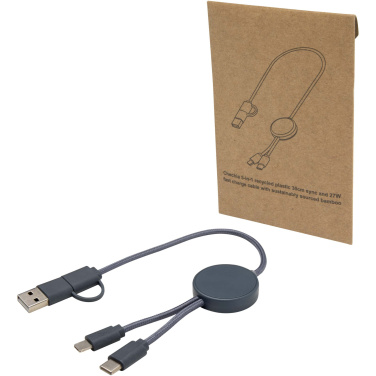 Logotrade corporate gift image of: Citala 5-in-1 recycled plastic 30 cm data sync and 27W fast charge cable