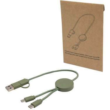 Logotrade advertising products photo of: Citala 5-in-1 recycled plastic 30 cm data sync and 27W fast charge cable