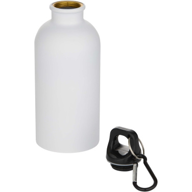Logo trade promotional giveaway photo of: Oregon 400 ml matte RCS recycled single wall stainless steel water bottle with carabiner