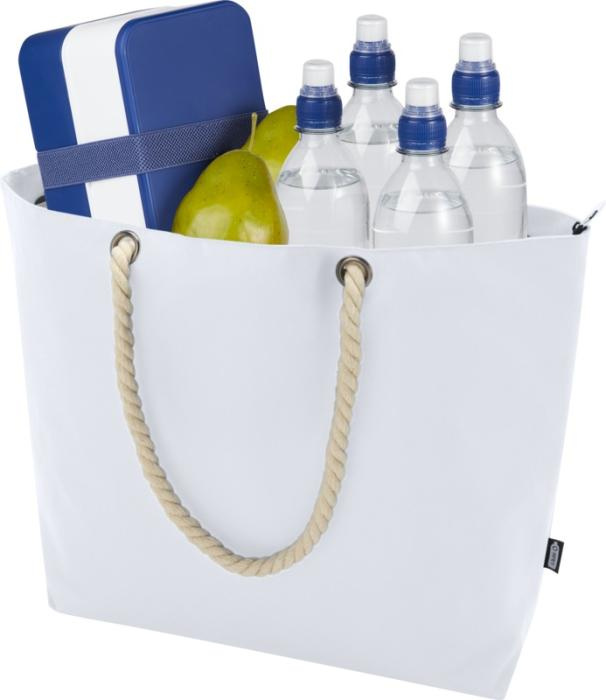 Logo trade corporate gifts image of: Panama GRS recycled beach cooler tote bag with cord handles