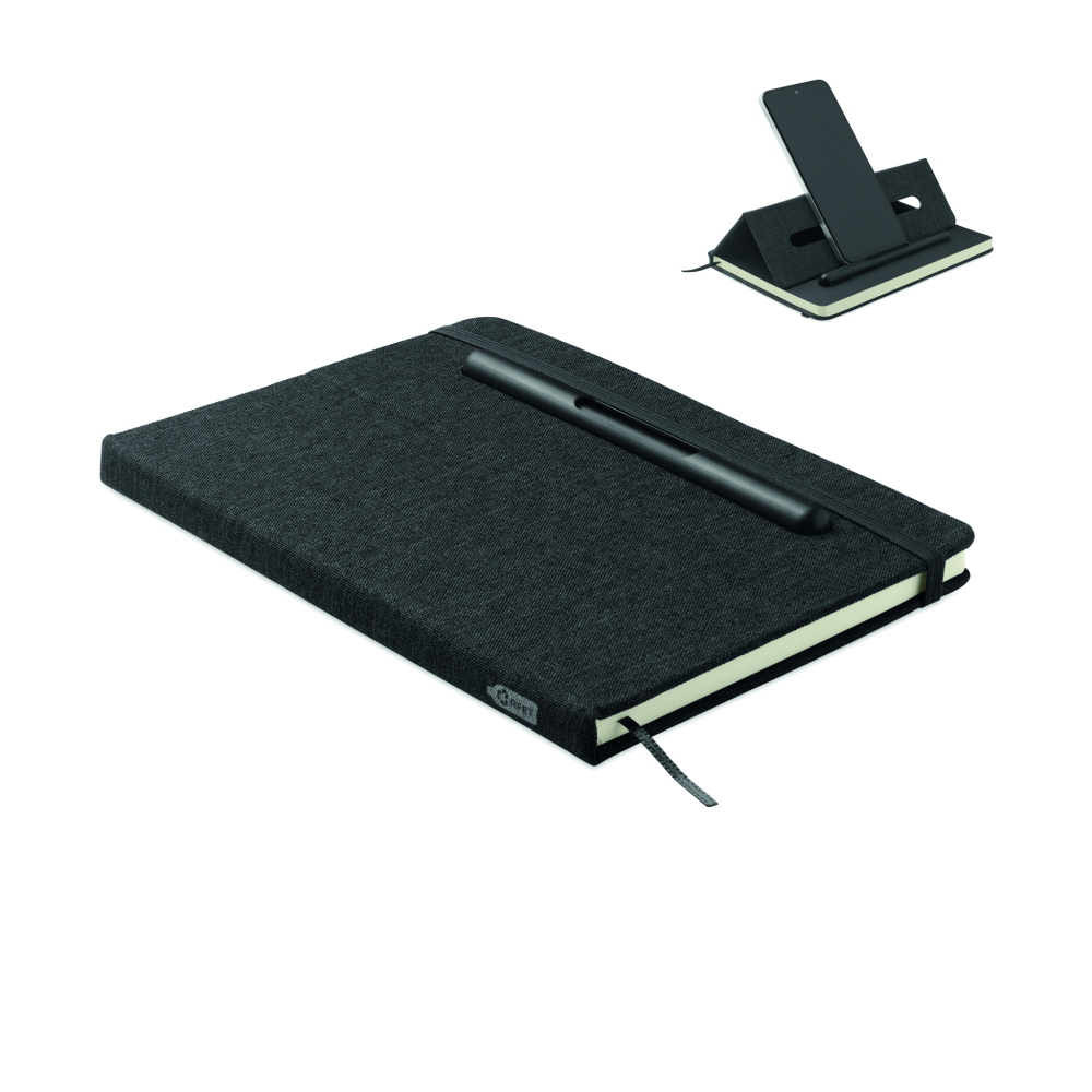 Logo trade corporate gifts image of: A5 notebook with phone holder