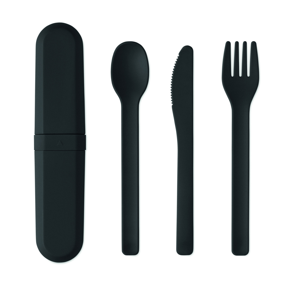 Logo trade promotional gift photo of: Cutlery set and case in PLA