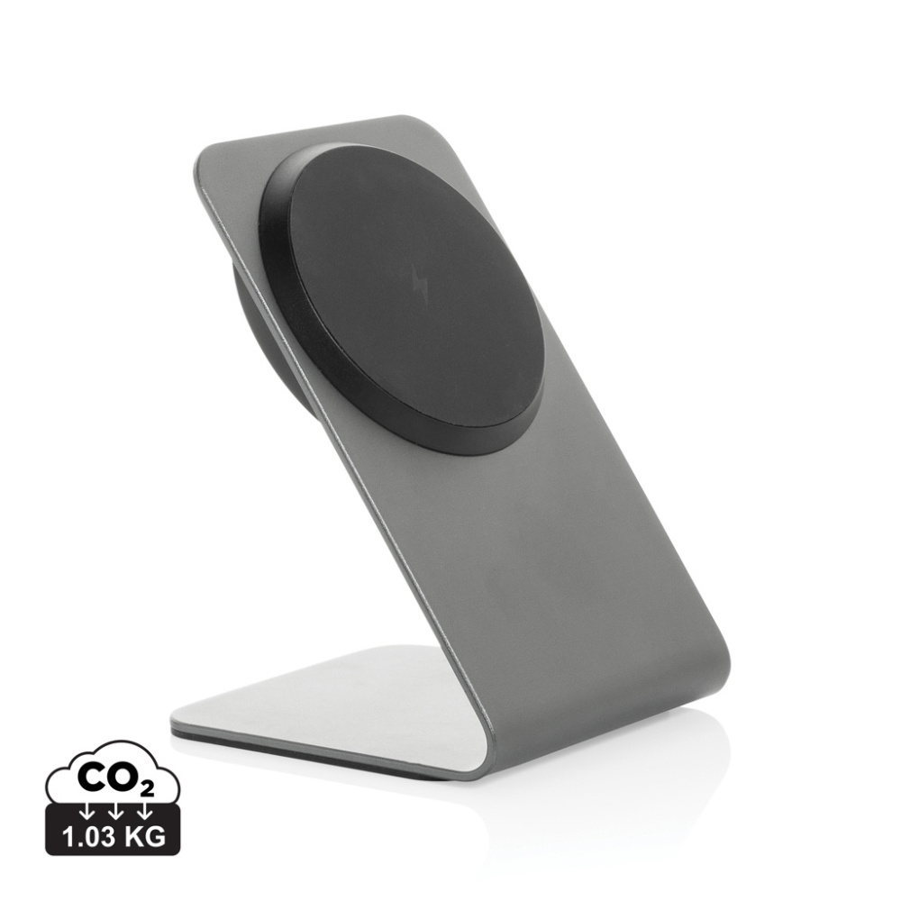 Logotrade promotional gift picture of: Terra aluminium 15W magnetic wireless charging phone stand