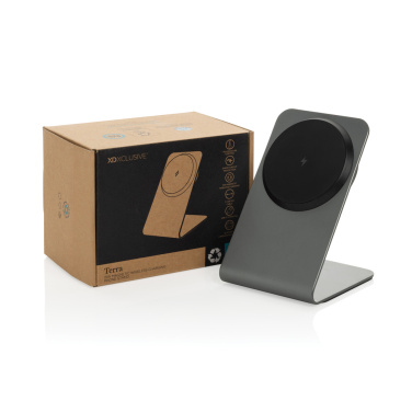Logo trade corporate gifts image of: Terra aluminium 15W magnetic wireless charging phone stand