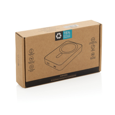 Logo trade business gift photo of: Amporia RCS recycled plastic 10.000mAh magnetic powerbank