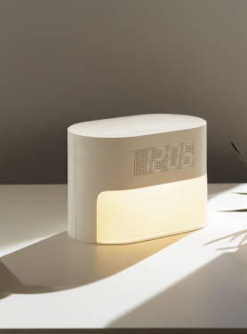 Logotrade promotional products photo of: LumaRise RCS reycled plastic white noise alarm clock