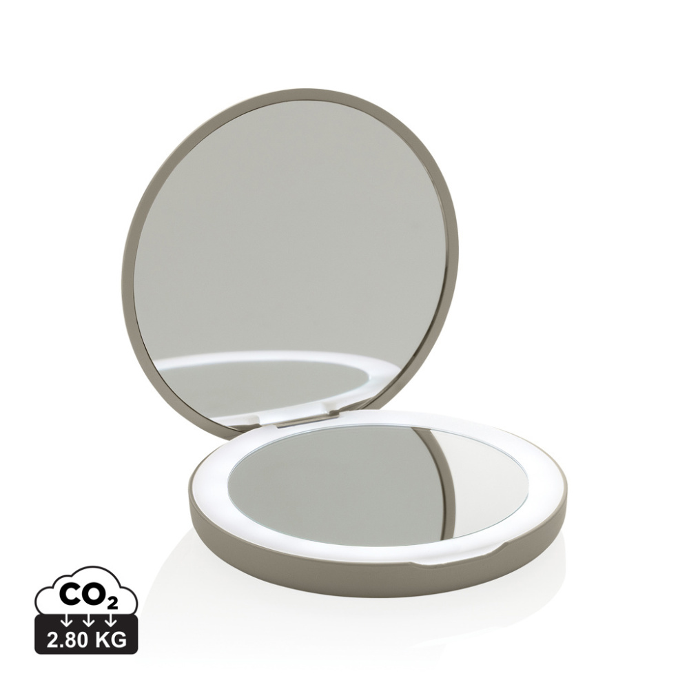 Logotrade promotional merchandise picture of: Lumora RCS recycled plastic LED re-chargeable make-up mirror