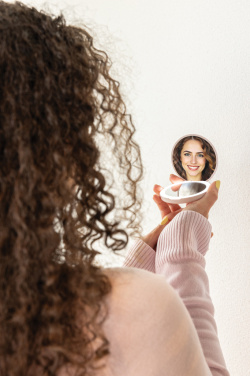 Logo trade promotional item photo of: Lumora RCS recycled plastic LED re-chargeable make-up mirror