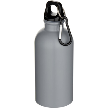 Logo trade business gifts image of: Oregon 400 ml matte RCS recycled single wall stainless steel water bottle with carabiner