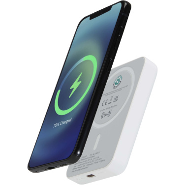 Logo trade business gift photo of: Acrab 5000 mAh 15W magnetic wireless power bank with 20W PD - made from recycled plastic