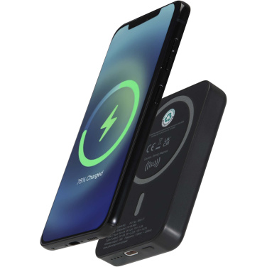 Logotrade corporate gift picture of: Acrab 5000 mAh 15W magnetic wireless power bank with 20W PD - made from recycled plastic