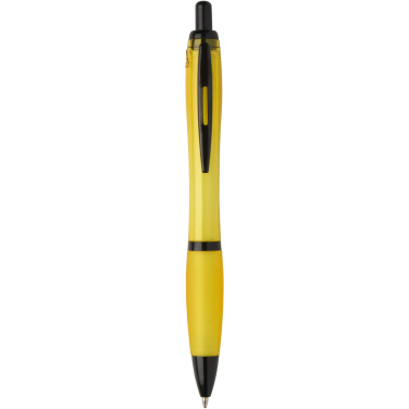 Logo trade promotional merchandise image of: Nash recycled plastic ballpoint pen with black trims (black ink)