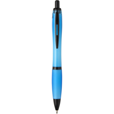 Logotrade promotional merchandise picture of: Nash recycled plastic ballpoint pen with black trims (black ink)