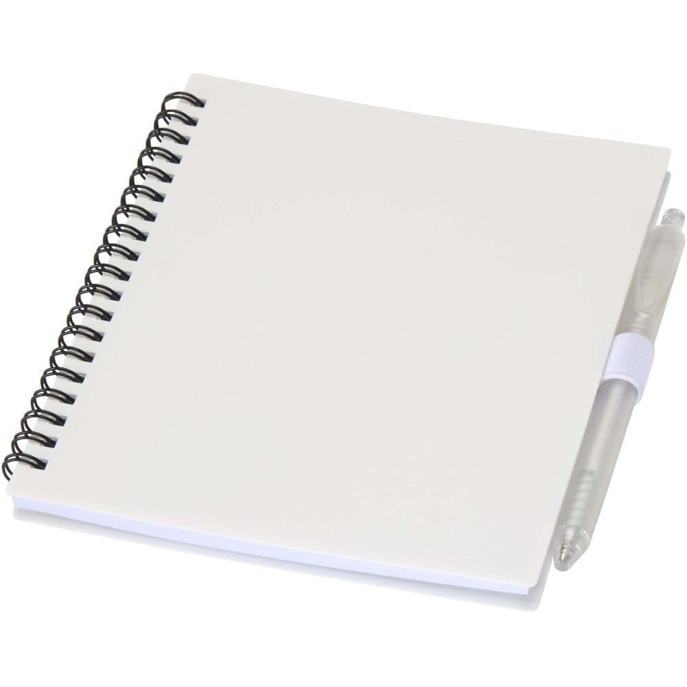 Logo trade promotional product photo of: Niove recycled plastic soft cover notebook and ballpoint pen set (blue ink)
