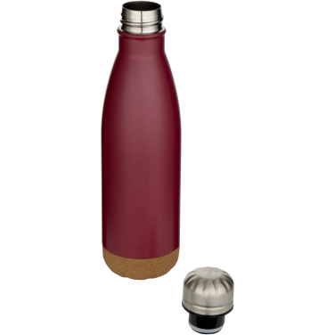 Logo trade business gifts image of: Cove 500 ml double wall vacuum insulated stainless steel water bottle with cork details