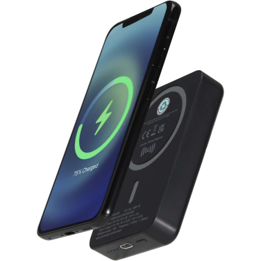 Logotrade corporate gift image of: Acrab 10.000 mAh 15W magnetic wireless power bank with 20W PD - made from recycled plastic