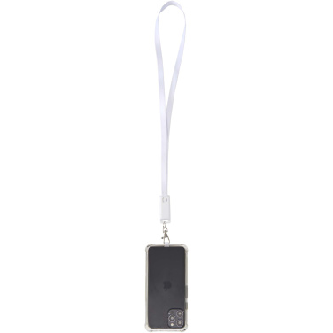 Logo trade promotional gifts image of: Franz recycled plastic smartphone lanyard with built-in data sync and 65W fast charge 5-in-1 cable