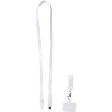 Logotrade promotional item image of: Franz recycled plastic smartphone lanyard with built-in data sync and 65W fast charge 5-in-1 cable