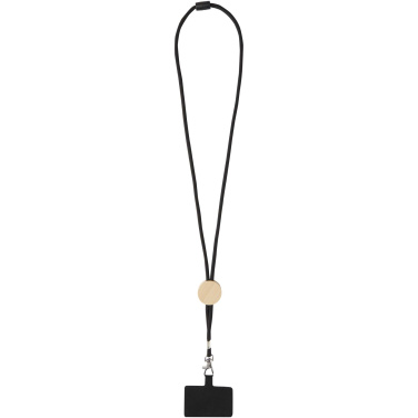 Logo trade advertising products image of: Adhab smartphone lanyard with bamboo details