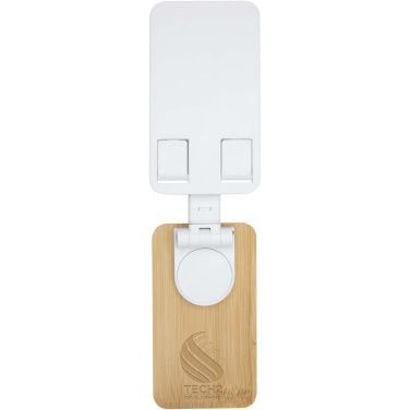 Logo trade advertising products picture of: Alfirk recycled plastic foldeable desk phone stand with bamboo details