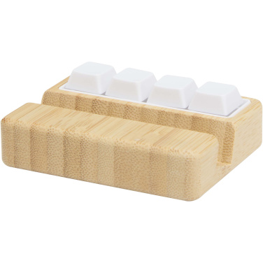 Logotrade promotional gift picture of: Algol recycled plastic phone stand and fidget toy with bamboo details