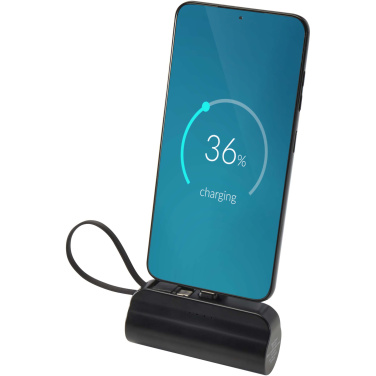 Logotrade promotional item picture of: Alnair 5000 mAh 10W recycled plastic Type-C power bank with built-in flip stand and 2-in-1 cable