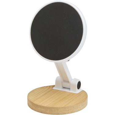 Logo trade promotional products picture of: Alcor recycled plastic foldeable magnetic phone stand with bamboo details