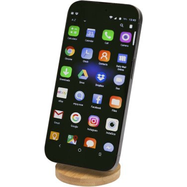 Logotrade corporate gift picture of: Alcor recycled plastic foldeable magnetic phone stand with bamboo details
