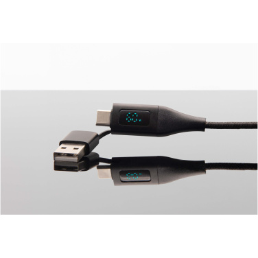 Logo trade promotional merchandise image of: SCX.design C51 60W 5-in-1 rPET fast charging cable with display