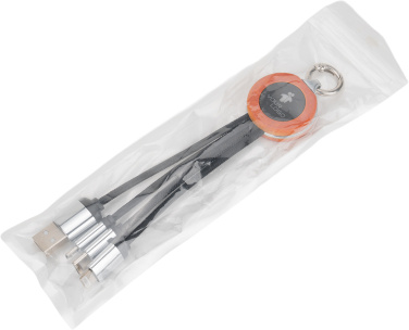 Logotrade promotional products photo of: 4-in-1 cable with elighted logo in a wooden casing
