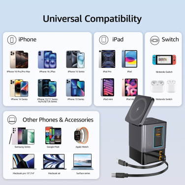 Logo trade business gift photo of: Urban Vitamin Sacramento 105W GAN charger+retractable cables