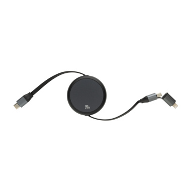 Logo trade corporate gifts picture of: Terra RCS recycled aluminium retractable 240W 2-in-1 cable