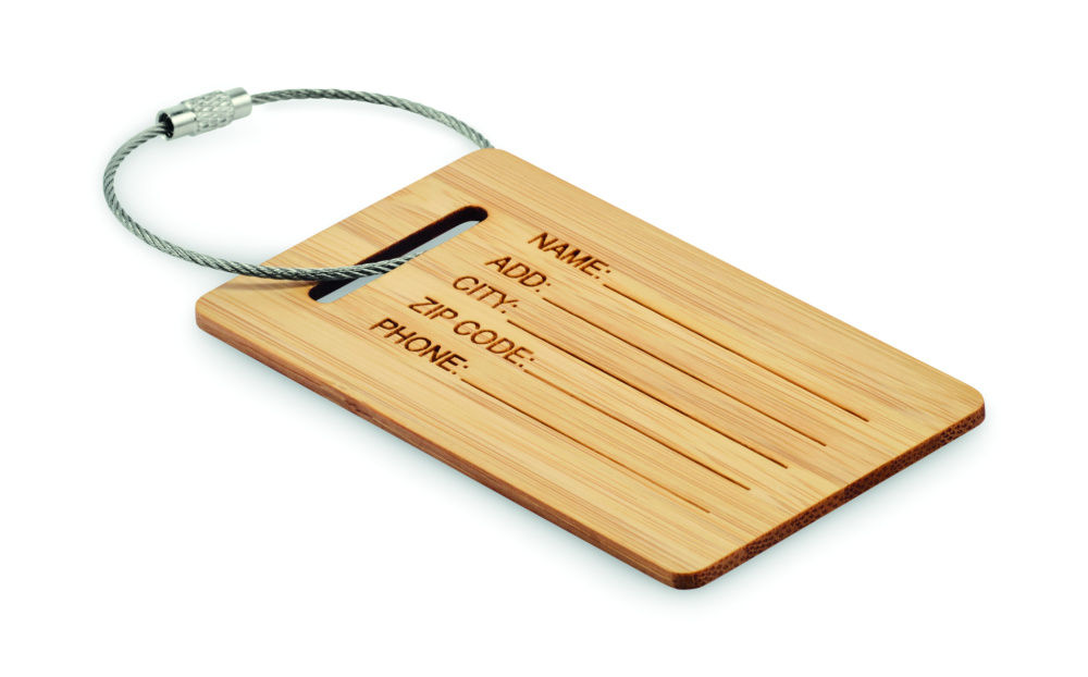 Logo trade promotional merchandise image of: Bamboo luggage tag